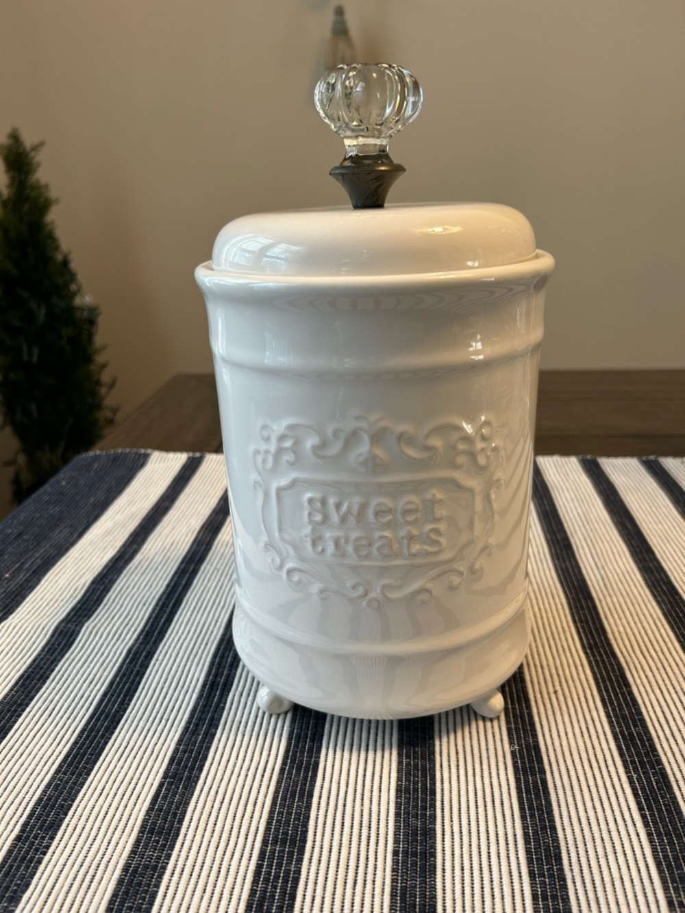 Mudpie “Sweet Treats” Ceramic Canister with Glass Knob Lid